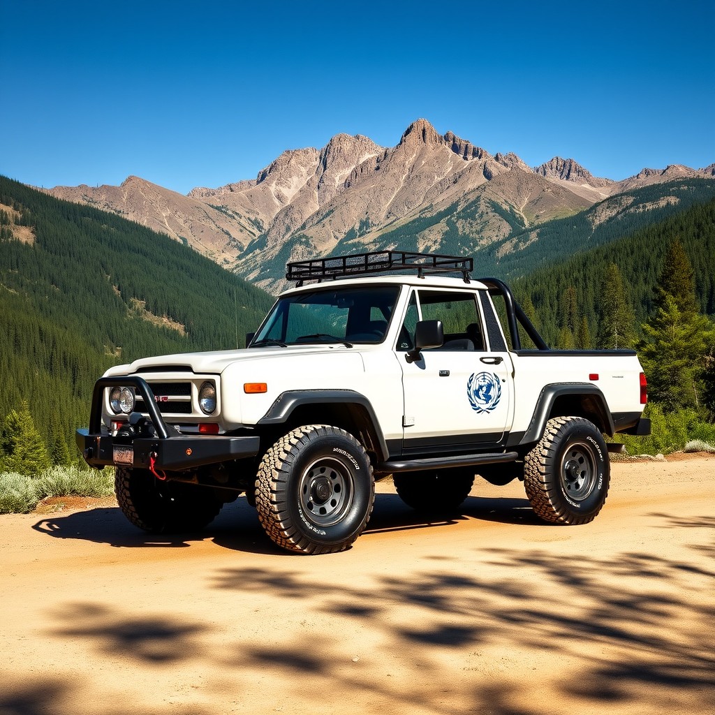 A rugged and powerful UN Jeep FJ, showcasing its robust design and features as a pickup truck