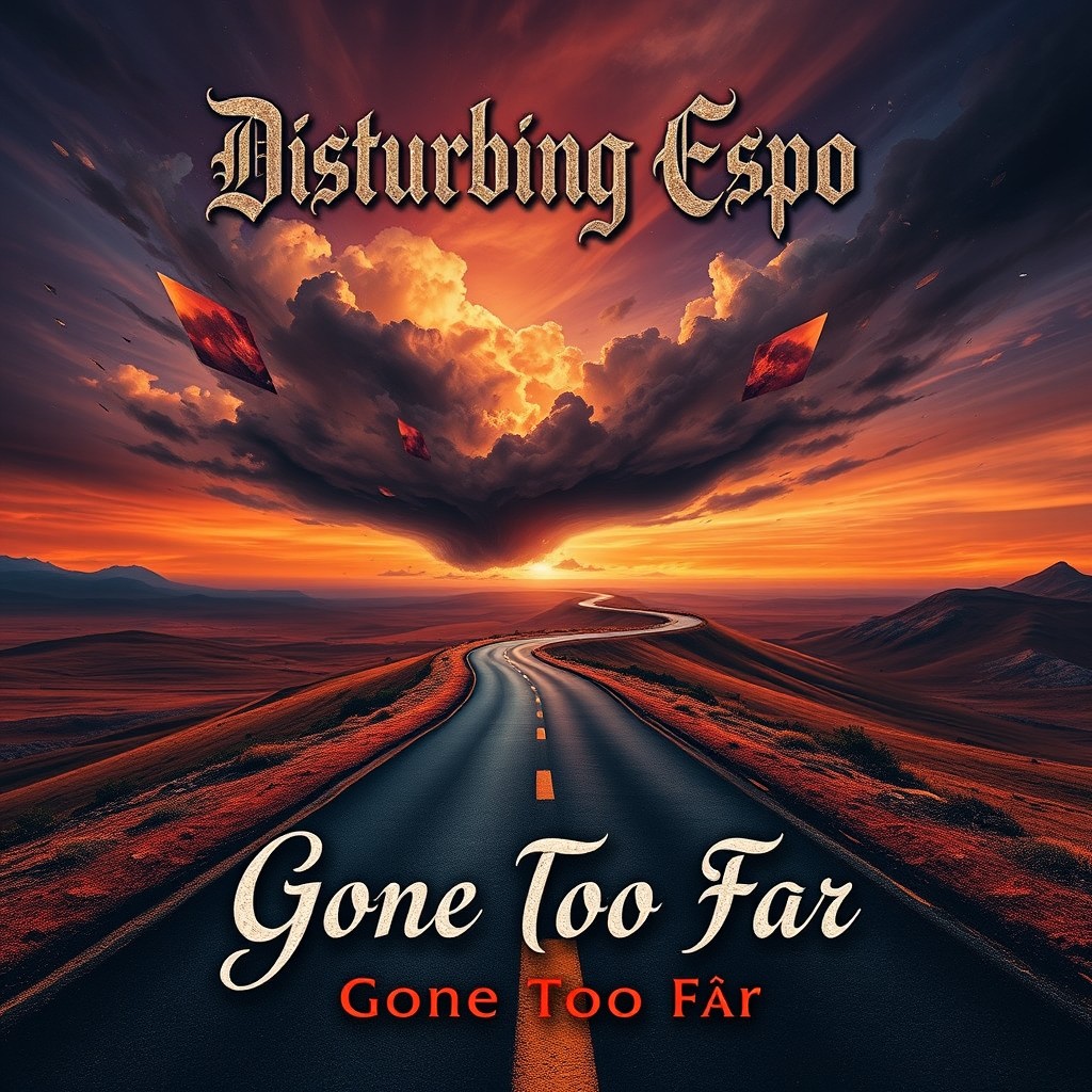 A striking and evocative CD cover design for the album titled 'Disturbing Espo - Gone Too Far'