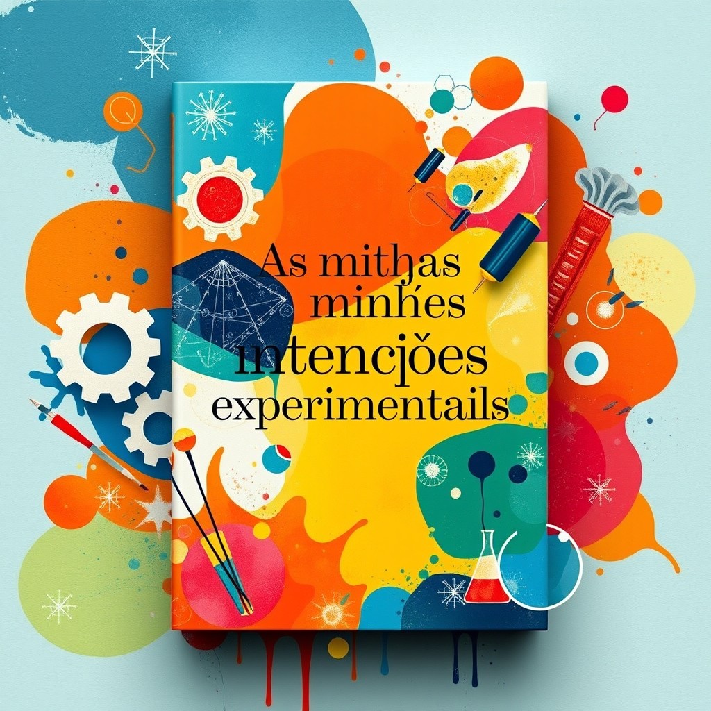 A captivating book cover for a hypothetical book titled 'As minhas intenções experimentais'