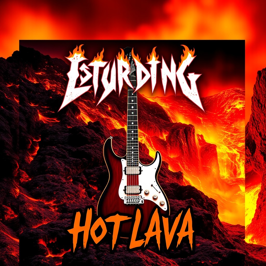 An electrifying CD cover design for the rock album titled 'Disturbing Espo - Hot Lava'