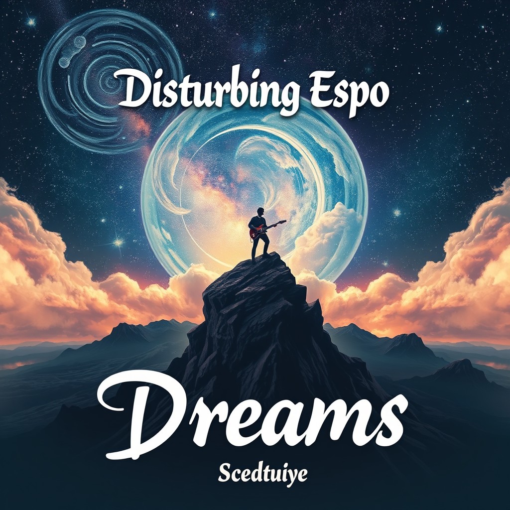 A striking cover design for the rock album titled 'Disturbing Espo - Dreams'