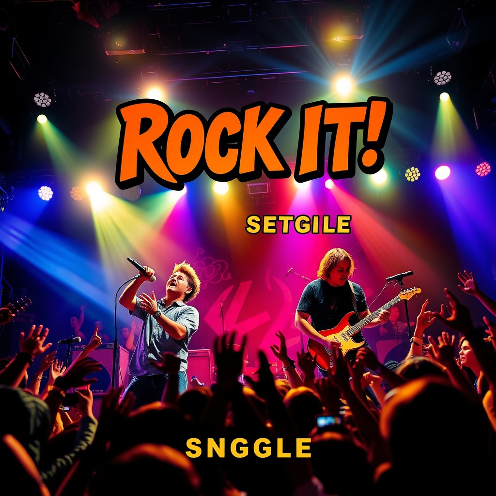 An electrifying cover design for the rock single titled 'Rock It'