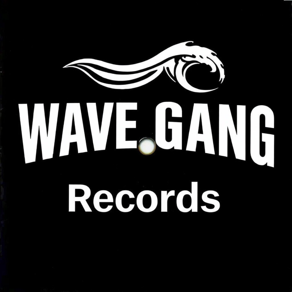 A record label cover featuring the text 'Wave Gang Records' in bold white letters, prominently displayed at the center