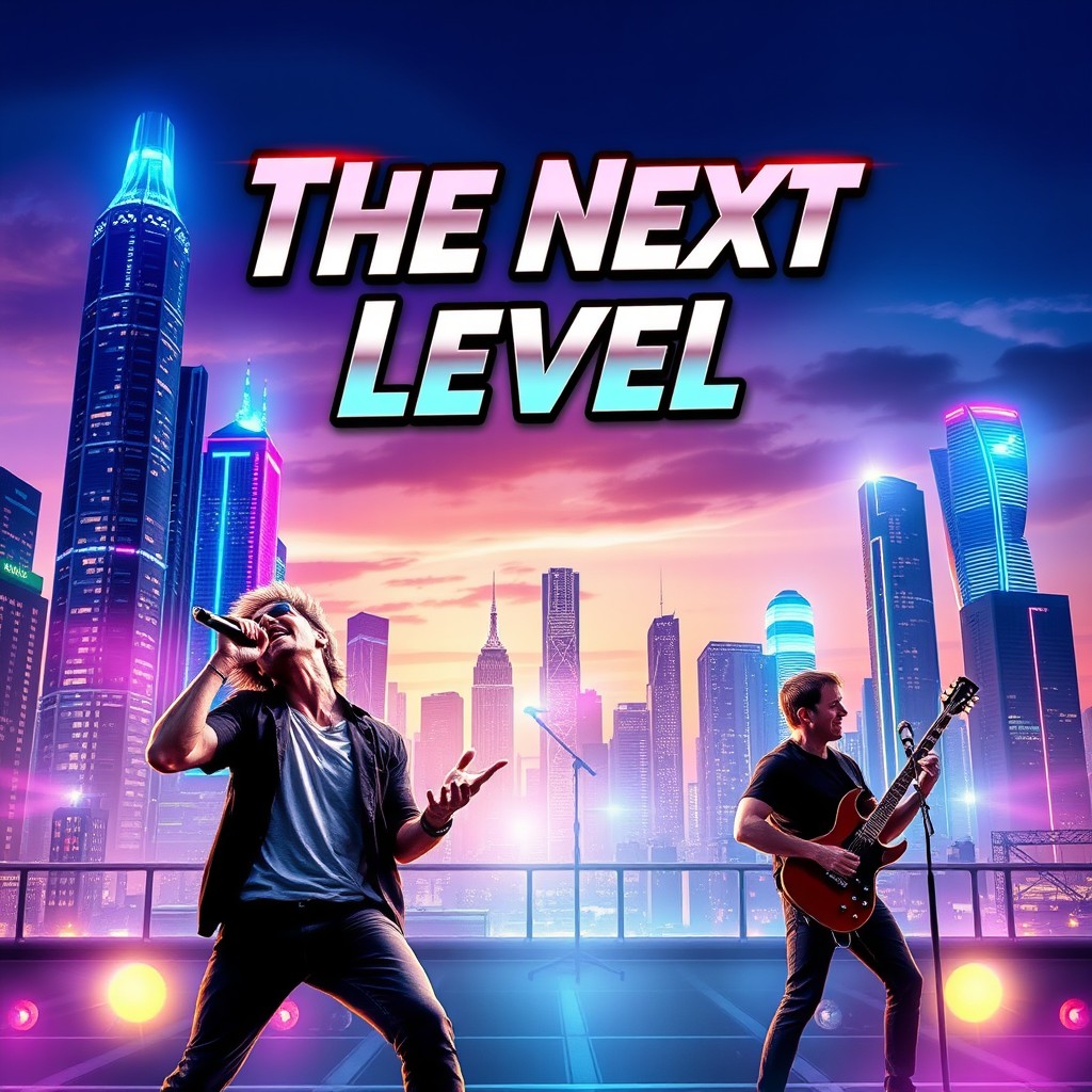 An electrifying cover design for the rock song titled 'The Next Level'
