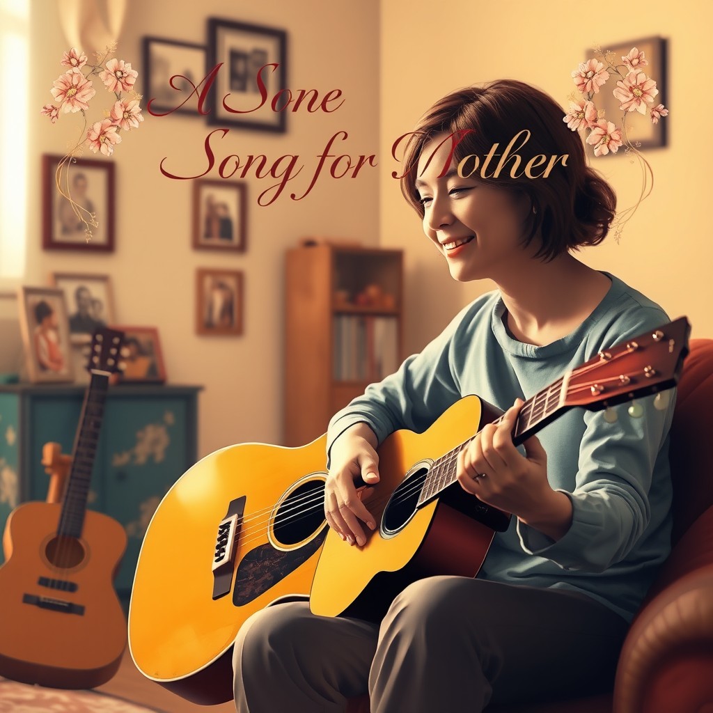 A heartfelt album cover design for the rock song titled 'A Song for Mother'