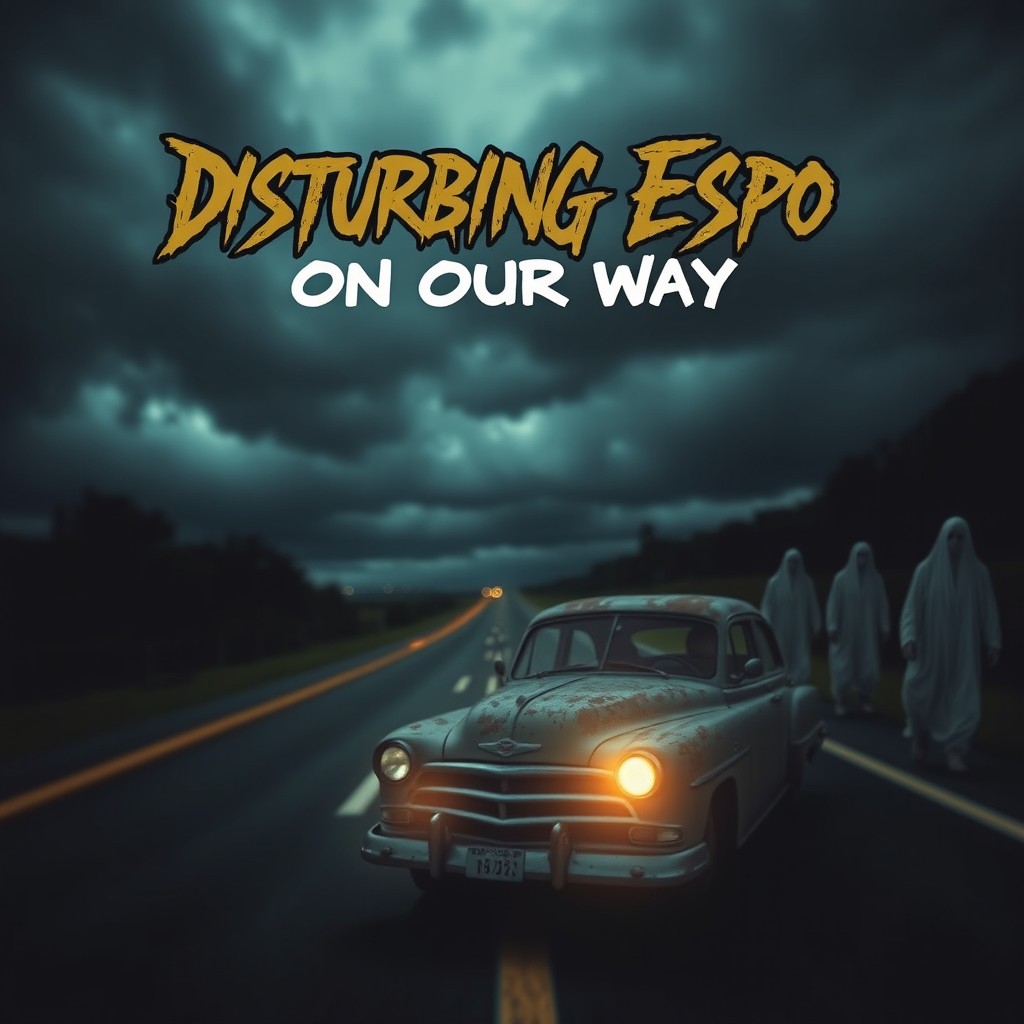 An album cover for a rock song titled 'Disturbing Espo on Our Way'