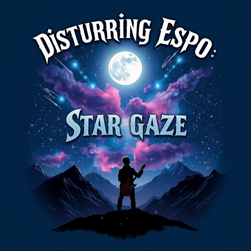 An album cover for a rock song titled 'Disturbing Espo: Star Gaze'