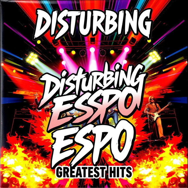 An album cover for a rock compilation titled 'Disturbing Espo: Greatest Hits'
