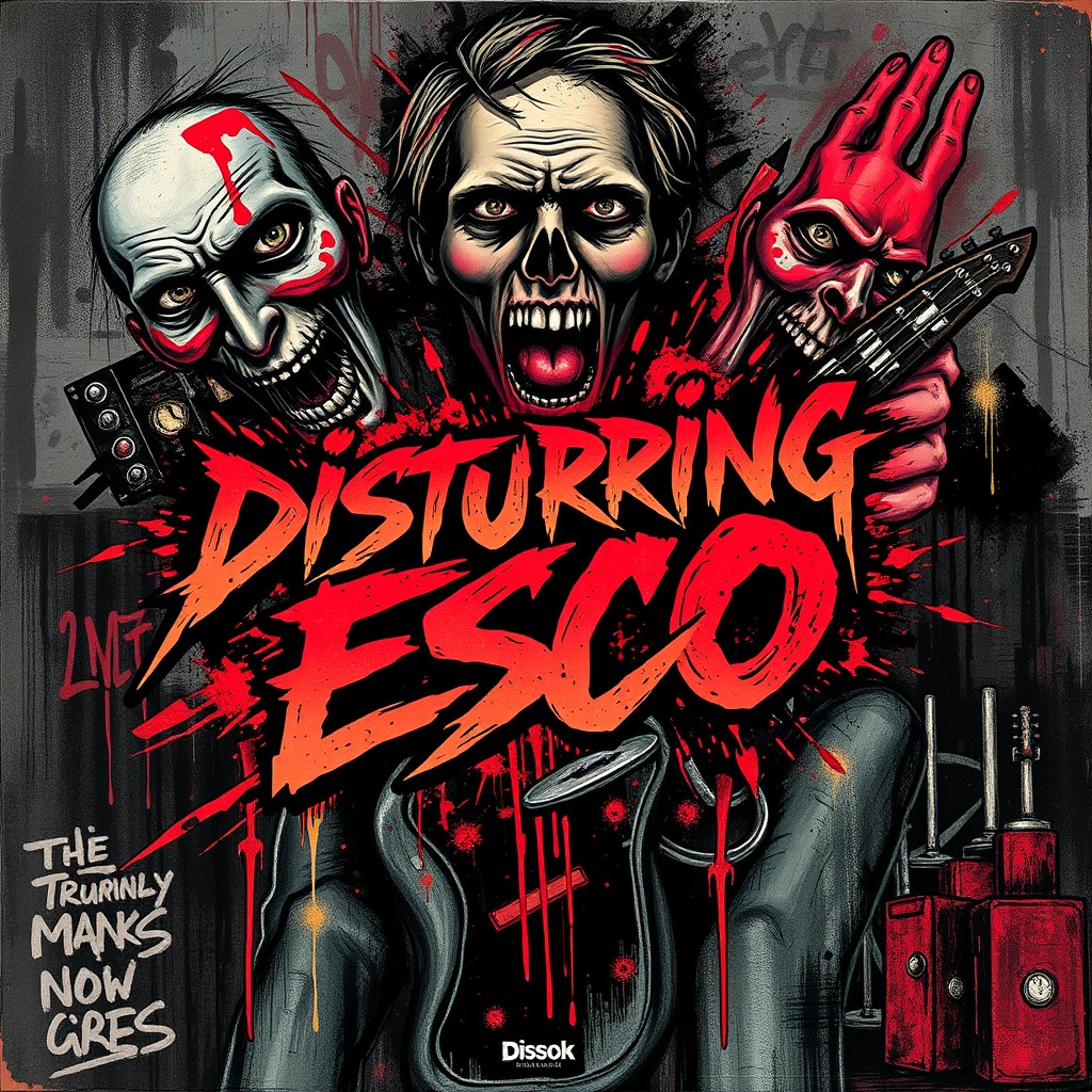 An album cover for a rock band called 'Disturbing Esco'