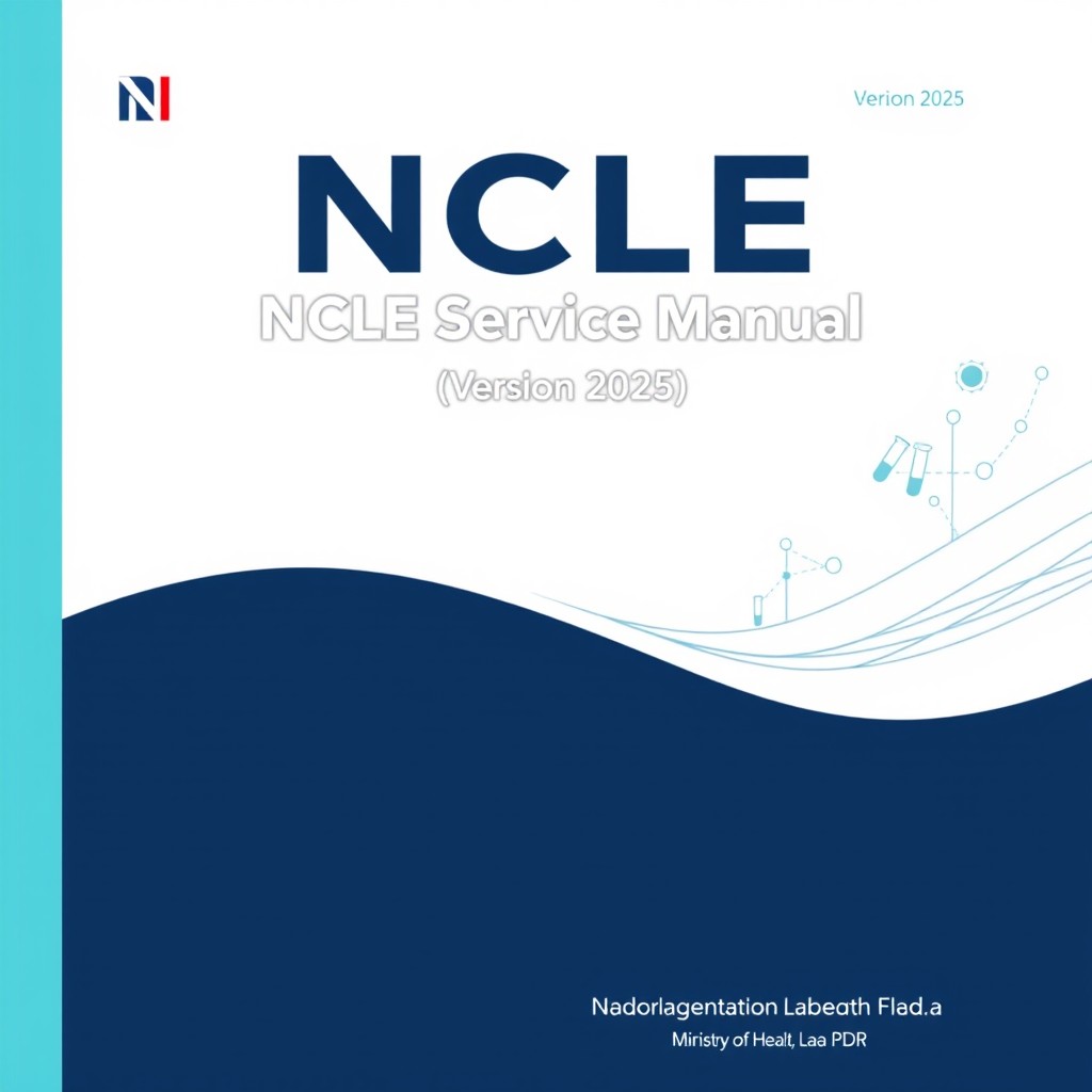A professional and modern service manual cover design for the NCLE Service Manual, Version 2025