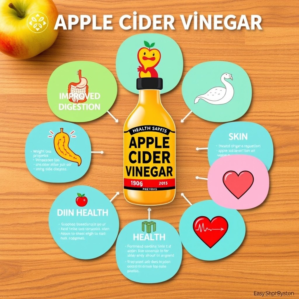 A visually appealing infographic showcasing the numerous health benefits of apple cider vinegar