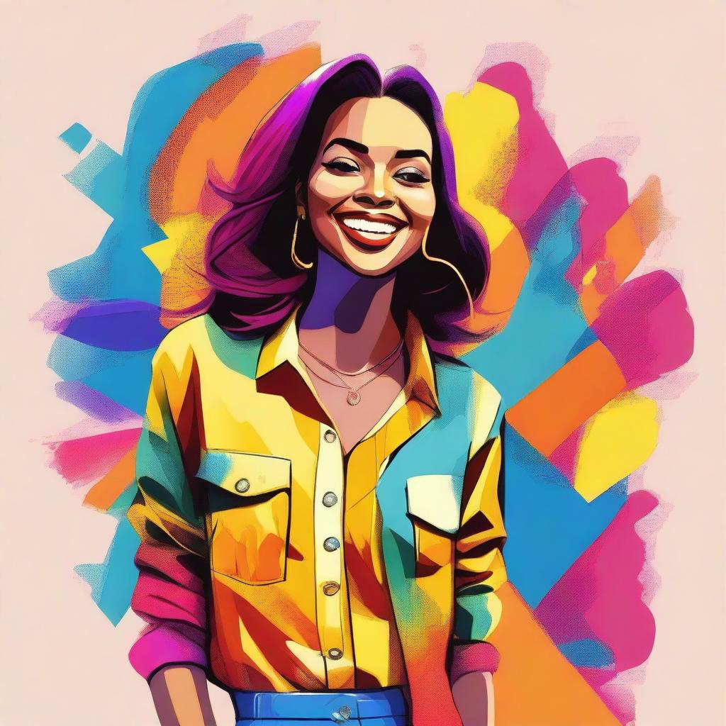 A digital art representation of a fashionable young woman