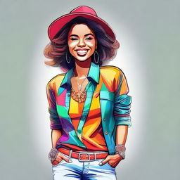 A digital art representation of a fashionable young woman