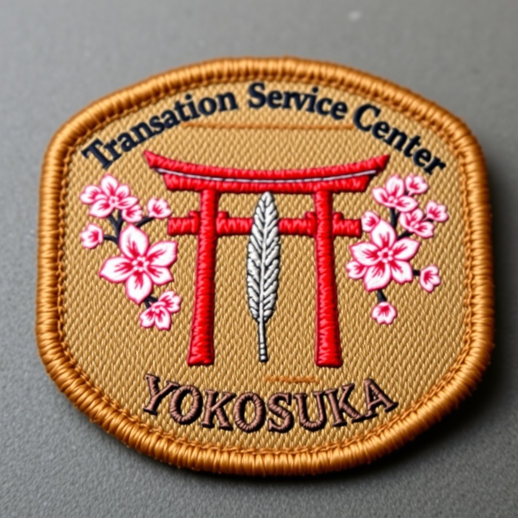 A rectangular patch in a rich coyote brown color, prominently displaying a Tori gate at the center in a striking red tone