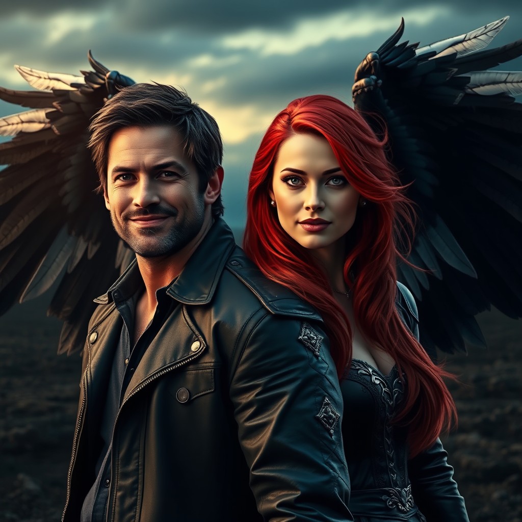 A captivating scene featuring Dean Winchester, a ruggedly handsome man with short, dark hair, wearing a classic leather jacket and a charismatic smile