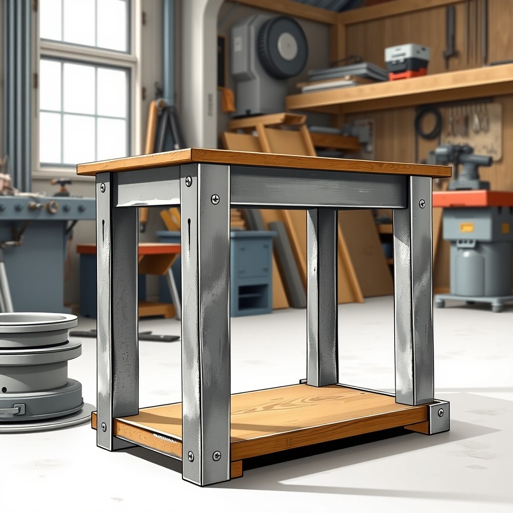 A detailed illustration of a simple stand made of angle bar steel