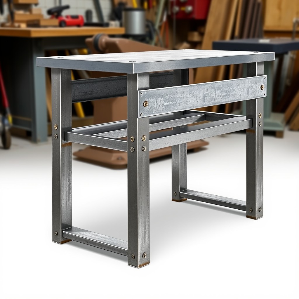 A detailed illustration of a simple stand made of angle bar steel that is twice its original length