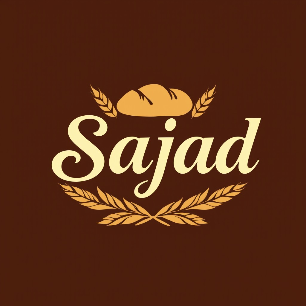 A beautifully designed logo for a fantasy bread brand named "Sajad"