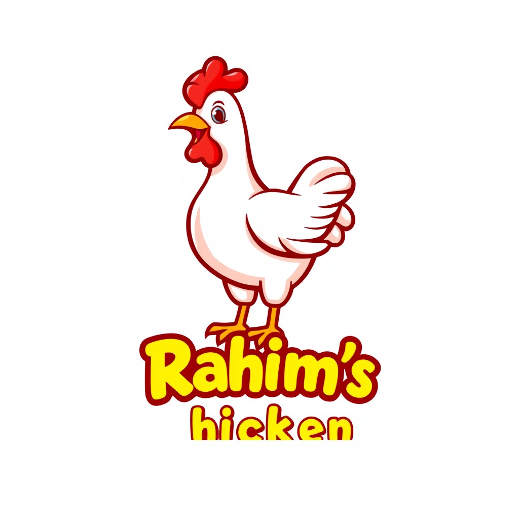 A logo design for a chicken shop named 'Rahim's Chicken'