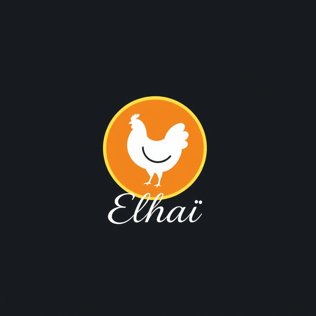 A minimalistic logo design for a chicken shop named 'Elhaii'