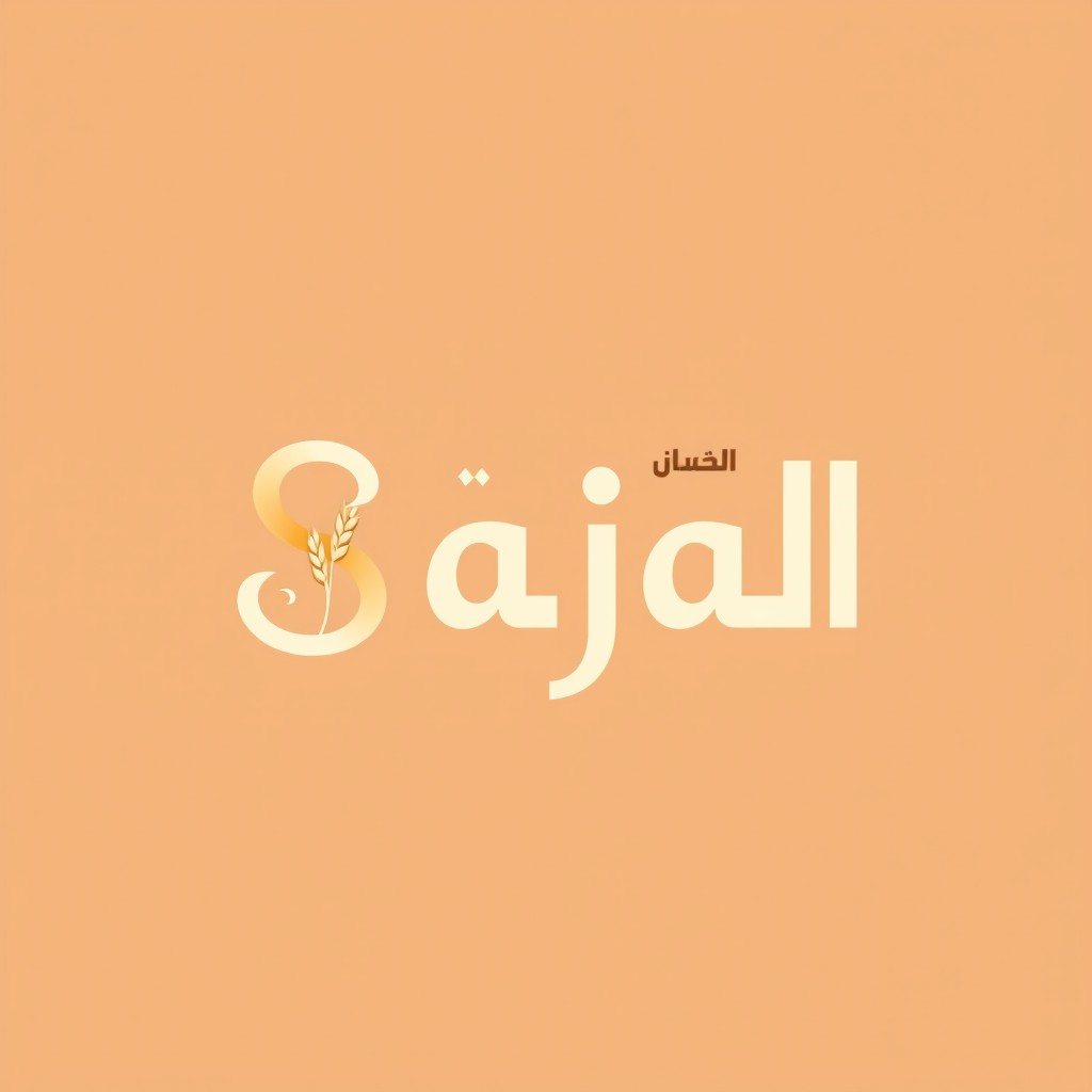 A minimalistic logo design in Farsi for a bakery named 'Sajad', featuring stylized letters incorporating elements related to bread such as wheat stalks or loaves of bread