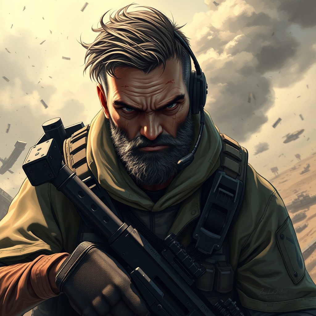 A highly detailed illustration of the character "Soap" from the Call of Duty game franchise