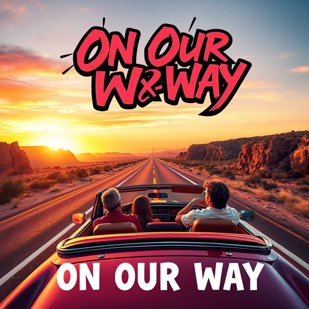 An album cover for a rock song titled 'On Our Way'