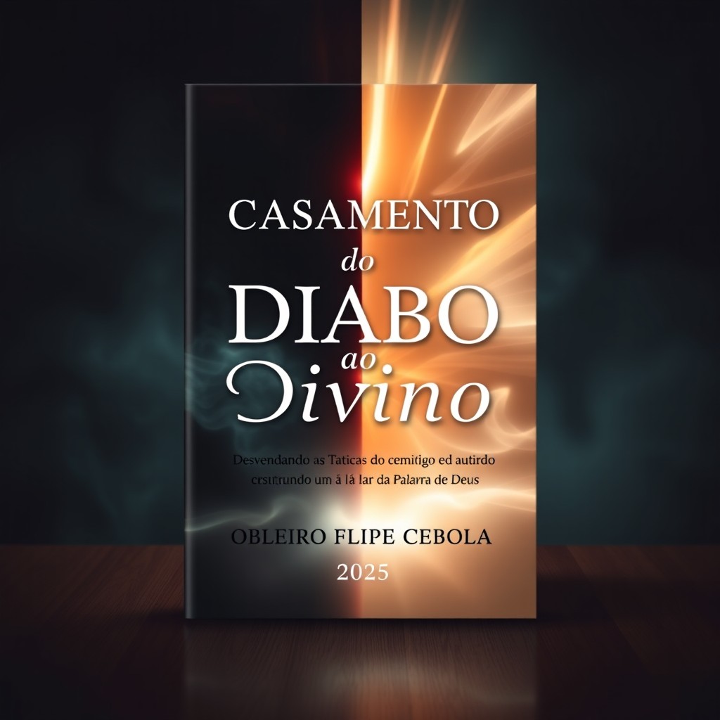 A captivating book cover design for the title "Casamento do Diabo ao Divino" with a subtitle "Desvendando as Táticas do Inimigo e Construindo um Lar à Luz da Palavra de Deus"