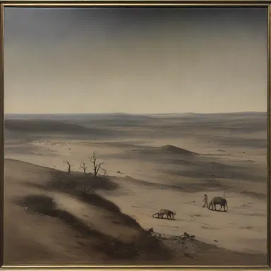 The painting depicted a barren landscape with no signs of life or shelter.