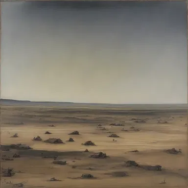 The painting depicted a barren landscape with no signs of life or shelter.