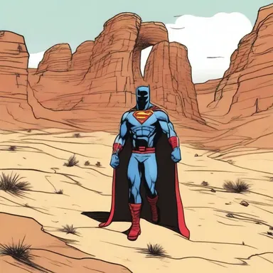 In the comic book, the superhero's arch-enemy had a secret hideout in a barren desert.