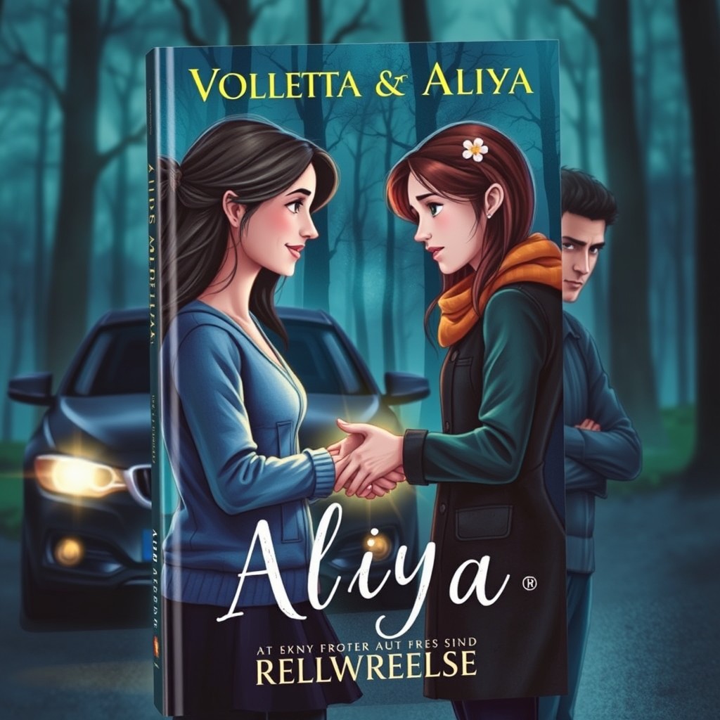 A captivating book cover illustrating the moment when Violetta and Aliya exchange a meaningful glance and handshake