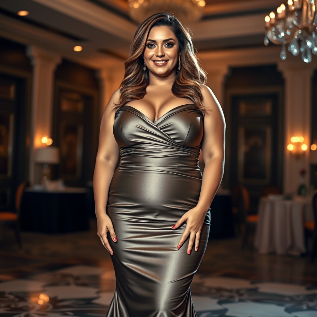 A beautiful, confident plus-size woman with a shapely, voluptuous figure