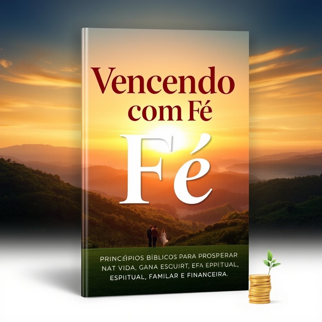An eBook cover titled "Vencendo com Fé: Princípios Bíblicos para Prosperar na Vida Espiritual, Familiar e Financeira"