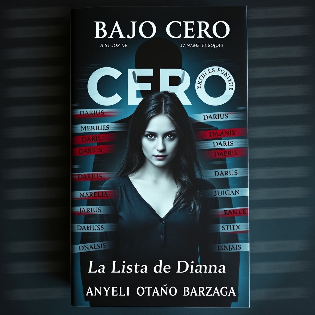 A captivating book cover featuring a woman at the center with 47 names surrounding her, all struck through and blurred for an intriguing effect