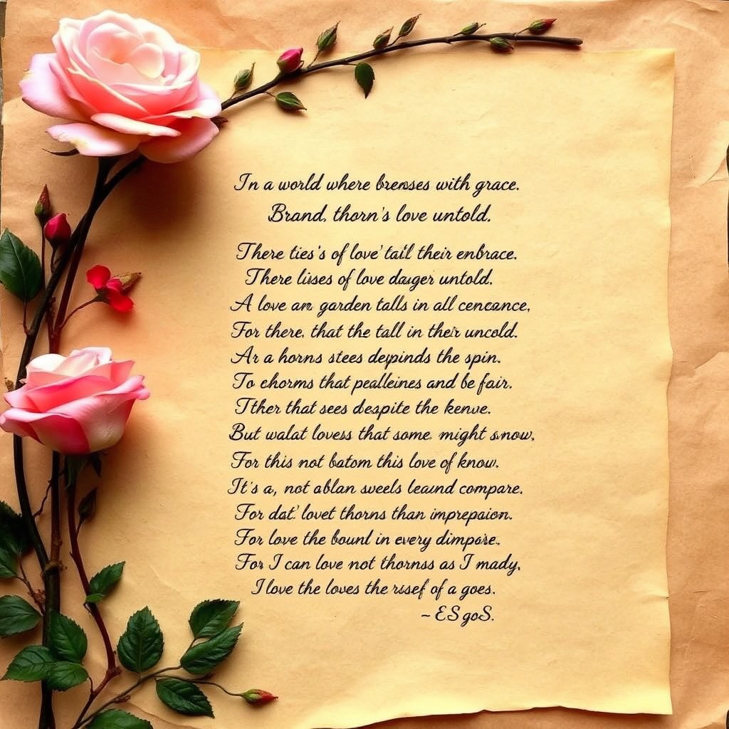 A beautifully crafted rustic paper background with a hand-written poem elegantly displayed