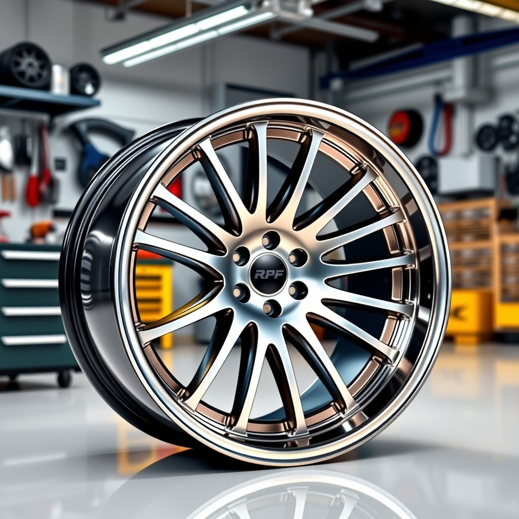A high-quality image featuring a stylish RPF Velg R 17 wheel design