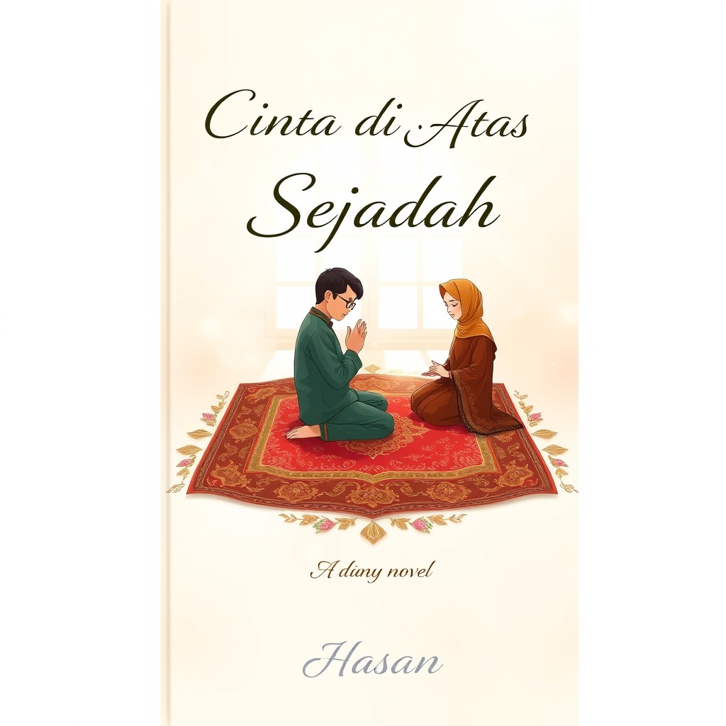 Cover design for a novel titled 'Cinta di Atas Sejadah'