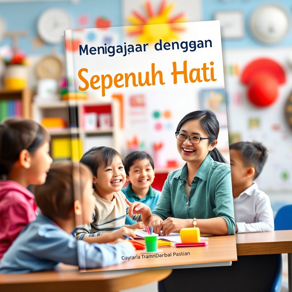 A book cover for a title 'Mengajar dengan Sepenuh Hati'
