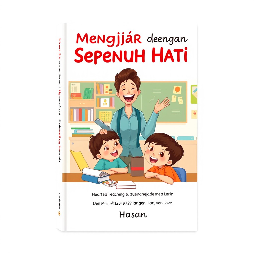 A book cover design for the title 'Mengajar dengan Sepenuh Hati' with a focus on the theme of heartfelt teaching