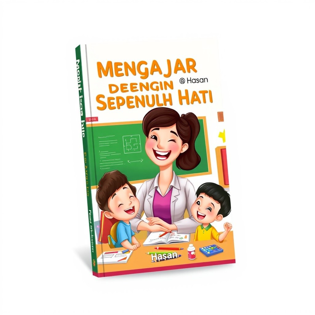 A visually appealing book cover for the title 'Mengajar dengan Sepenuh Hati' with the author's name 'Hasan' prominently featured