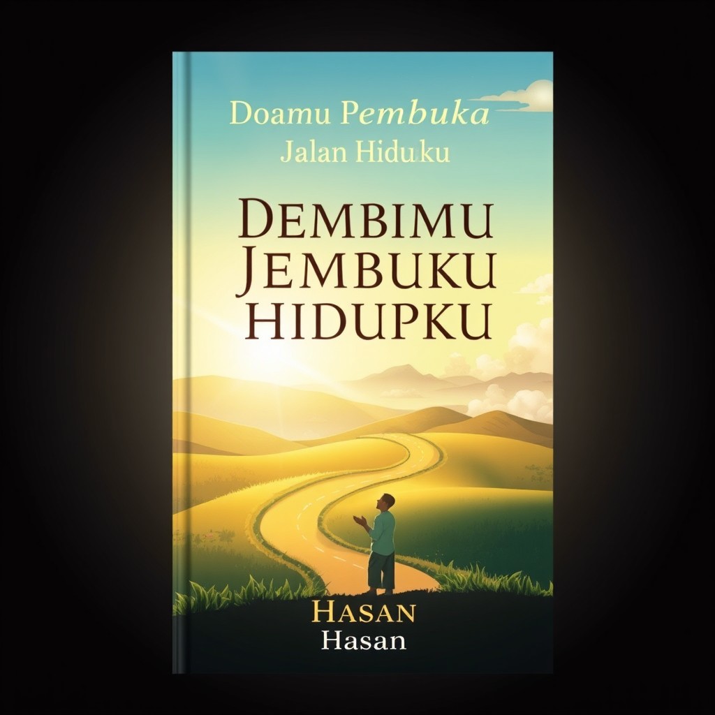 A captivating book cover design for the title 'Doamu Pembuka Jalan Hidupku' where the visuals center around themes of hope and divine guidance