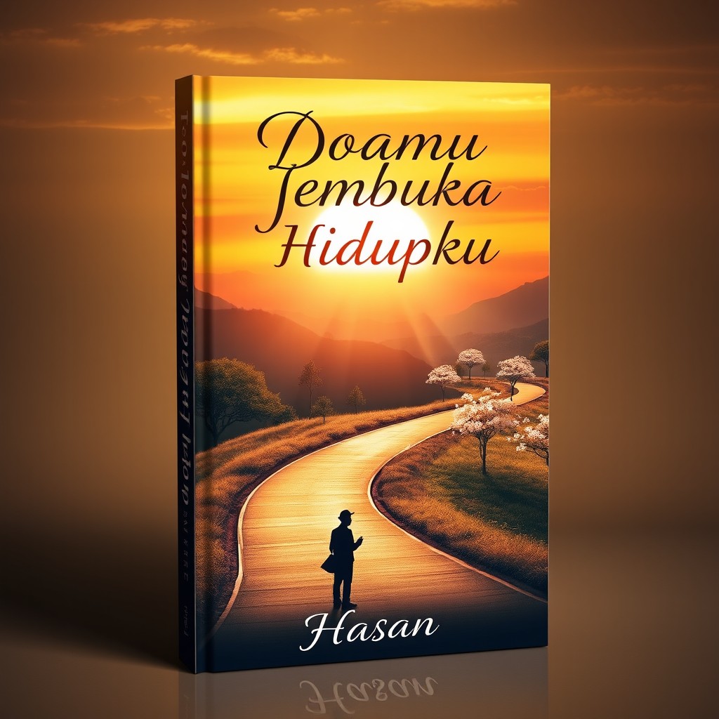 A visually striking book cover design for the title 'Doamu Pembuka Jalan Hidupku' by Hasan