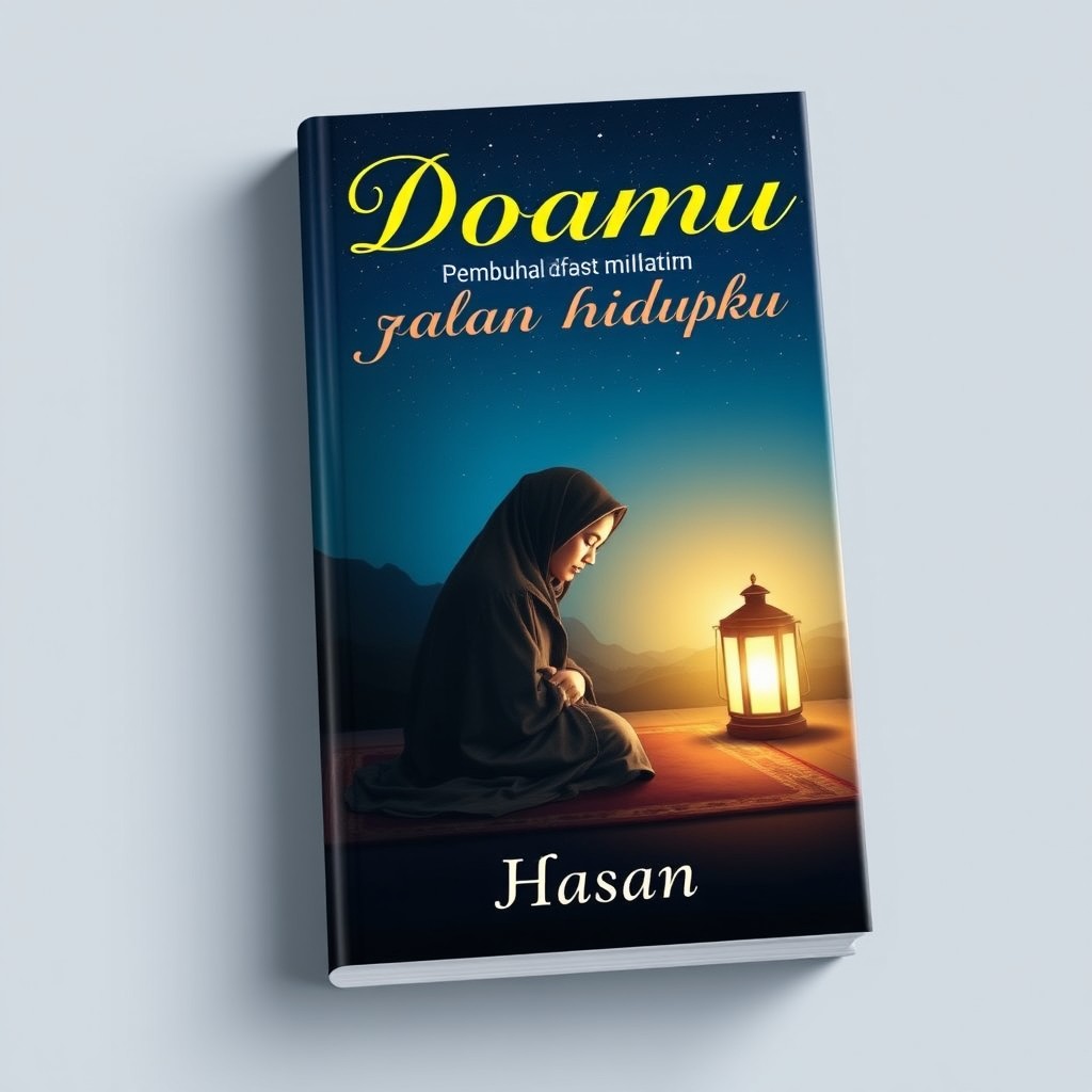 A poignant book cover design for the title 'Doamu Pembuka Jalan Hidupku' by Hasan