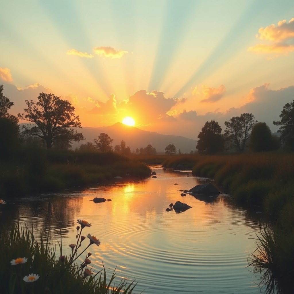A serene and ethereal scene illustrating the concept of "God's timing"
