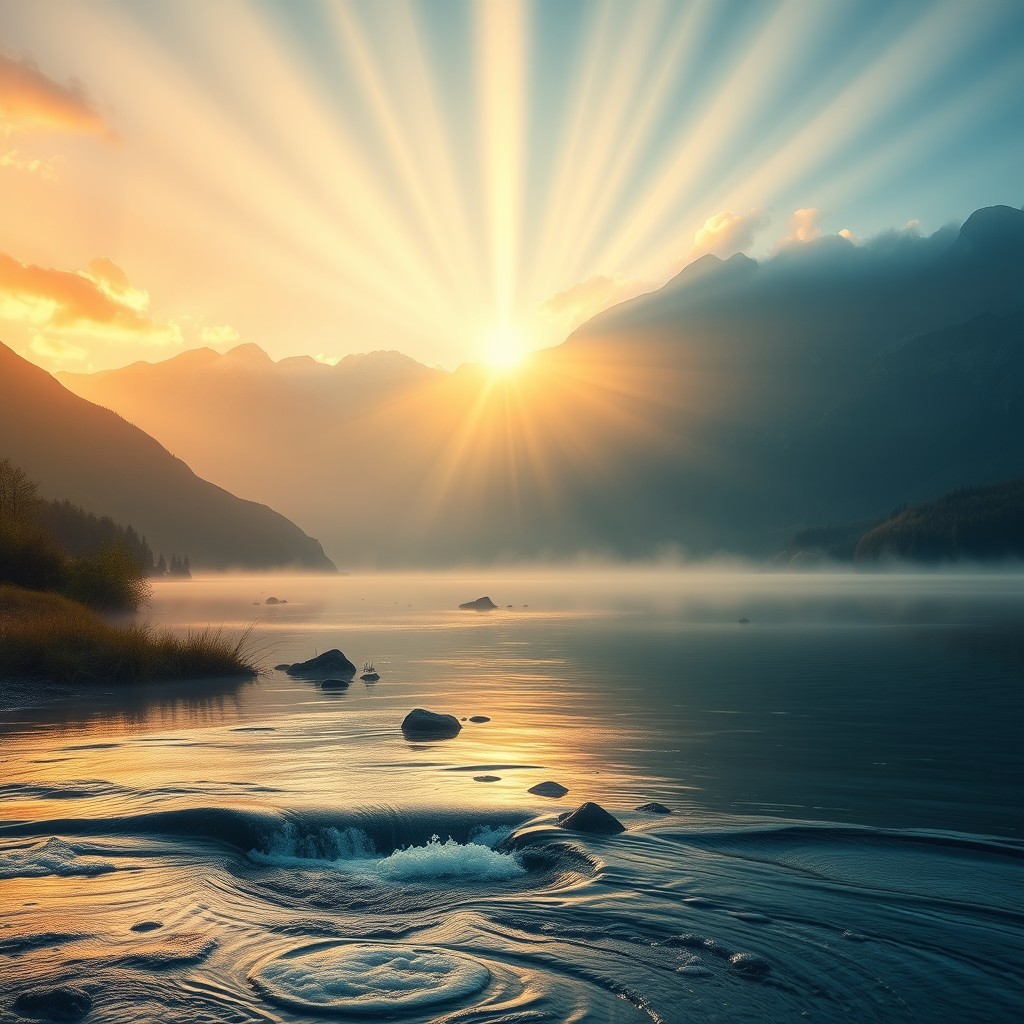 A serene scene depicting the concept of 'God's timing'