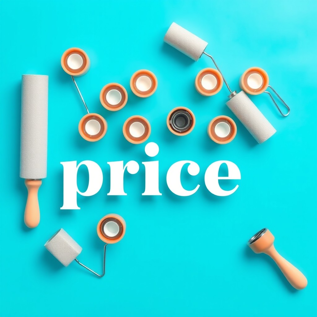 A vibrant aqua blue background featuring rollers in a visually engaging composition