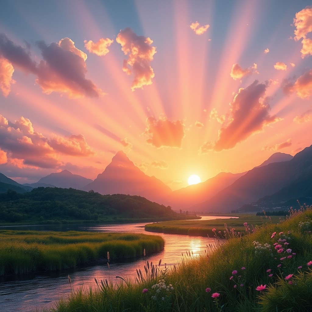 A divine and serene landscape capturing the essence of ‘God's timing’