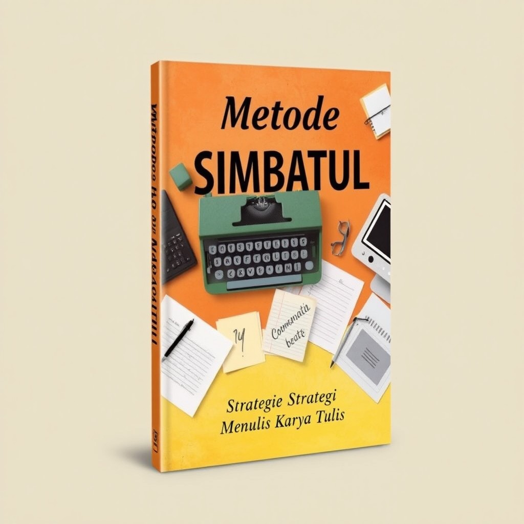 An eye-catching book cover design for the title 'Metode SIMBATUL: Strategi Menulis Karya Tulis'