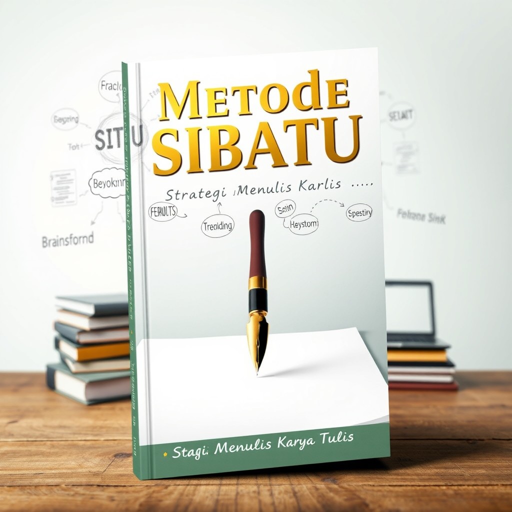 An appealing book cover design for the title 'Metode SIBATU: Strategi Menulis Karya Tulis'